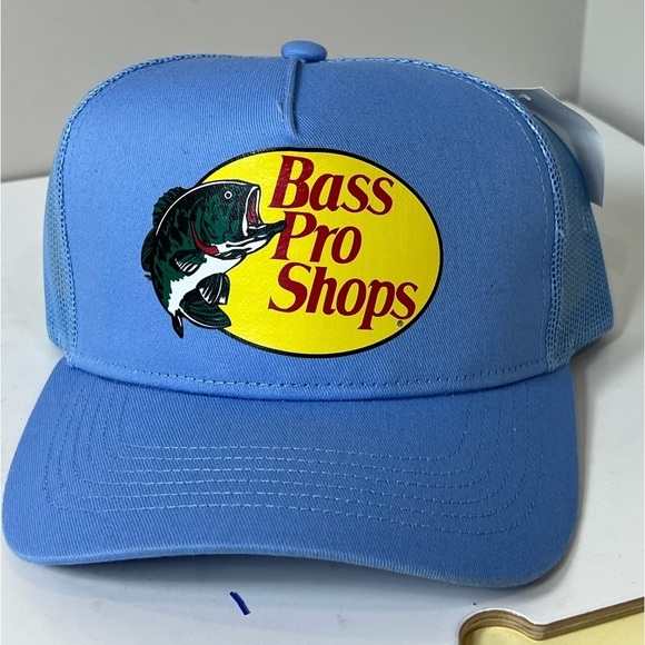NWT Brand New Bass Pro Shop Light Blue Mesh Back Trucker Har Cap Unisex - Picture 2 of 8